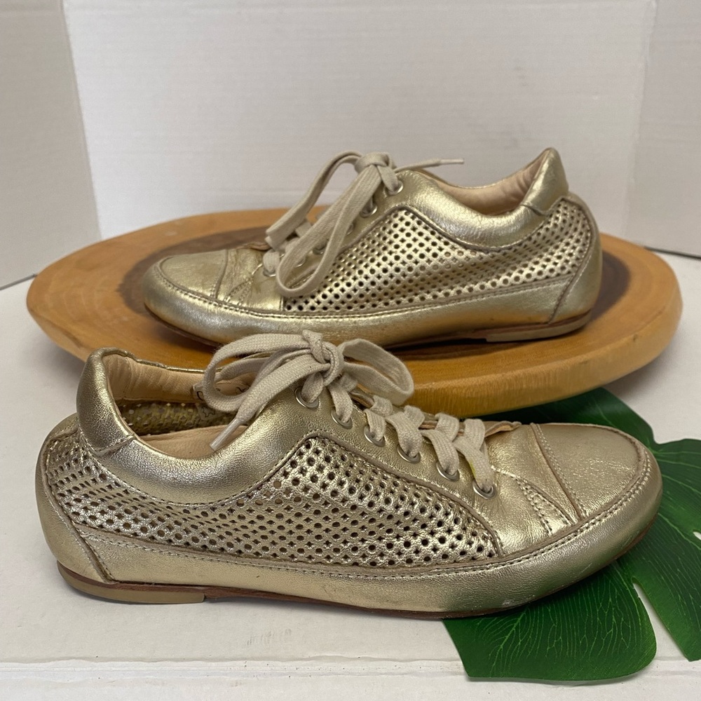 Mansfield Brushed Gold Leather Sneakers